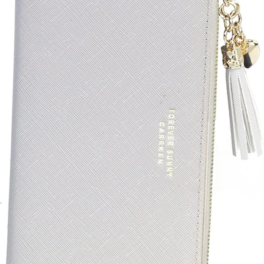Women Wallet Faux Leather Slim Clutch Card Holder Tassel Zipper Pocket Fashion